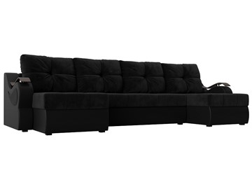 П-образный диван Меркурий П, Черный\Черный (Велюр\Экокожа) в Нальчике