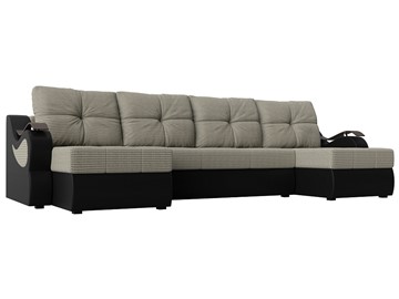 П-образный диван Меркурий П, Корфу 02 (рогожка)/черный (экокожа) в Нальчике