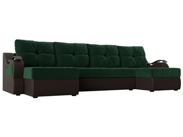 П-образный диван Меркурий П, Зеленый\Коричневый (Велюр\Экокожа) в Нальчике