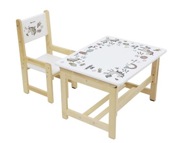 Комплект детской мебели POLINI KIDS ECO 400 SM, ЕДИНОРОГ, 68Х55 СМ, БЕЛЫЙ-НАТУРАЛЬНЫЙ в Нальчике