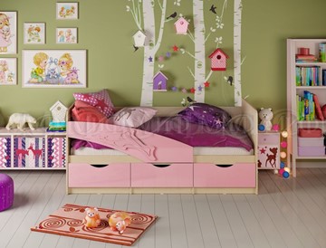 Кровать в детскую Дельфин, Розовый глянец 80х180 в Нальчике