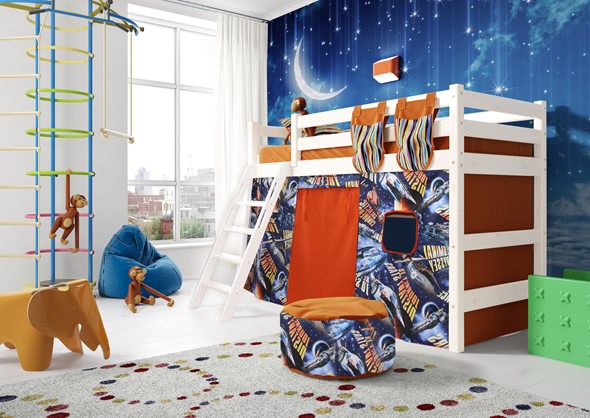 Кровать-чердак в детскую Соня, Вариант 6 Белый в Нальчике - изображение
