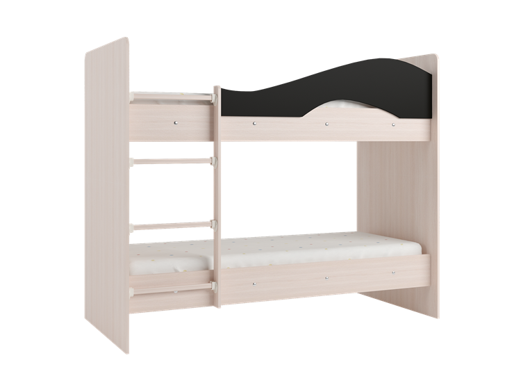 Детская  двухъярусная кровать Мая с 2 ящиками на щитах, корпус Млечный дуб, фасад Венге в Нальчике - изображение 3