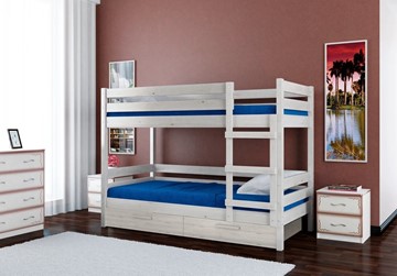 Кровать в детскую Джуниор двухъярусная с ящиками (Белый Античный) в Нальчике