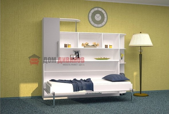 Детская кровать-шкаф Горизонтальная в серых тонах, Белый шагрень/Алюминий (900х2000) в Нальчике - изображение