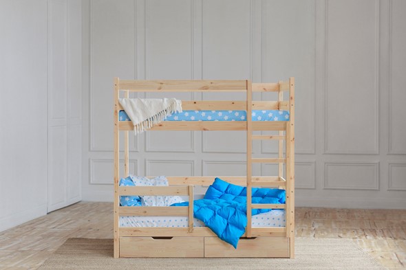 Двухъярусная детская кровать без крыши с ящиками, без покраски в Нальчике - изображение