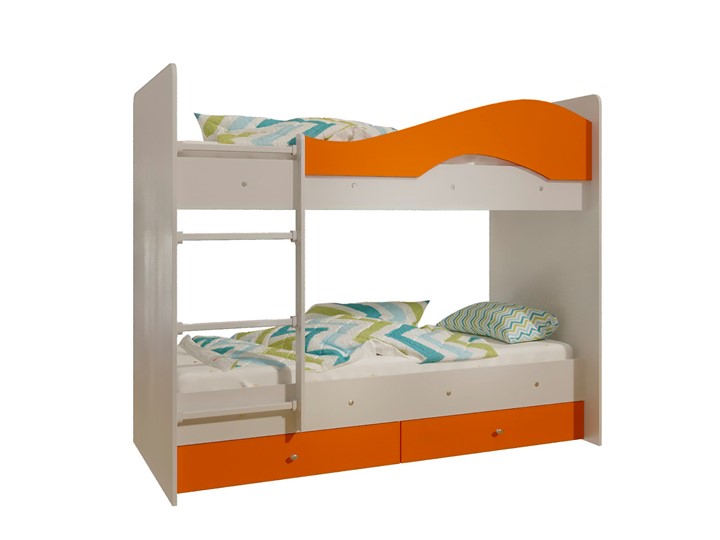 Кровать 2-ярусная Мая с 2 ящиками на щитах, корпус Млечный дуб, фасад Оранжевый в Нальчике - изображение 4