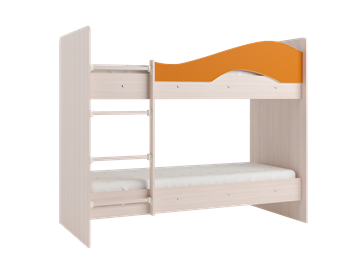 Кровать 2-ярусная Мая с 2 ящиками на щитах, корпус Млечный дуб, фасад Оранжевый в Нальчике - предосмотр 2