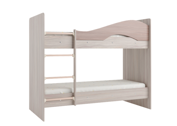 Детская 2-х ярусная кровать Мая с 2 ящиками на щитах, корпус Шимо светлый, фасад Шимо темный в Нальчике - изображение 2