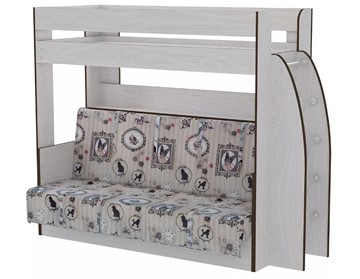 Кровать двухъярусная Омега-17 с диваном (Ясень анкор) в Нальчике