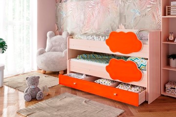 Детская 2-ярусная кровать Соник 1.6 с ящиком, Оранжевый в Нальчике