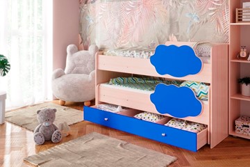 Детская 2-этажная кровать Соник 1.6 с ящиком, Синий в Нальчике