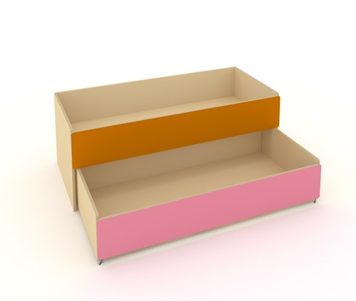 Кровать детская 2-х уровневая КД-2, Беж + Оранжевый + Розовый в Нальчике - изображение
