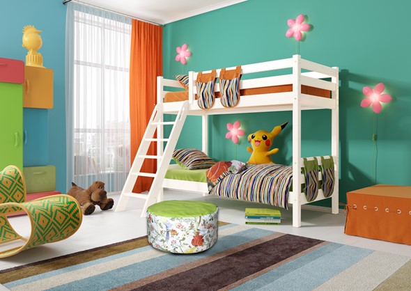 Детская двухъярусная кровать Соня, Вариант 10 Белый в Нальчике - изображение