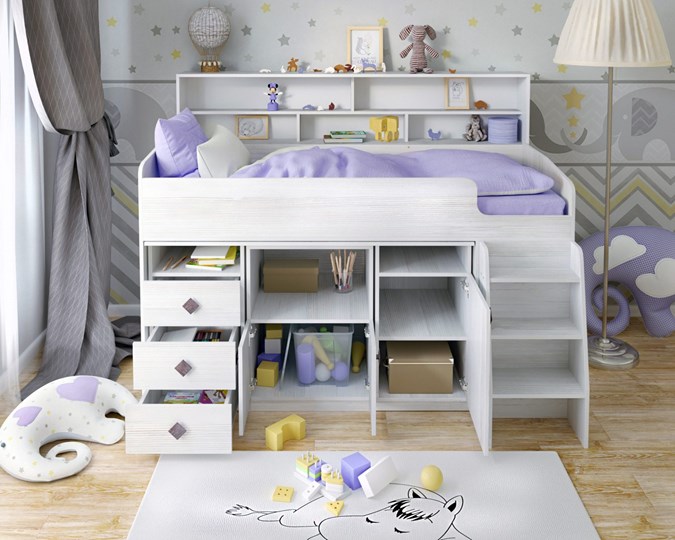 Кровать-чердак в детскую Малыш-5, цвет Винтерберг в Нальчике - изображение 3