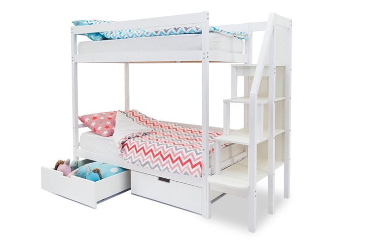 Детская 2-этажная кровать Svogen белый в Нальчике - изображение 5