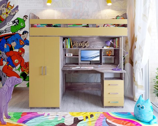 Кровать-чердак детская Аракс, каркас Бетон, фасад Зира в Нальчике - изображение