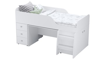 Кровать с лестницей с рабочей зоной POLINI Kids Simple 4500 Белый в Нальчике - предосмотр 6