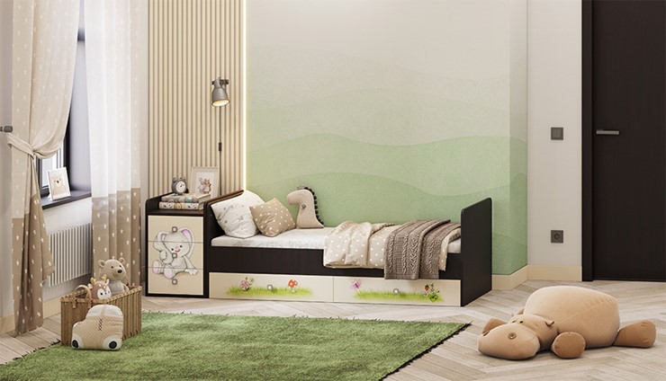 Детская кровать Фея 1100 Зайчонок Венге-бежевый в Нальчике - изображение 5