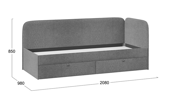 Кровать детская Молли тип 1 (90), Микровелюр Scandi Graphite 22 в Нальчике - изображение 3