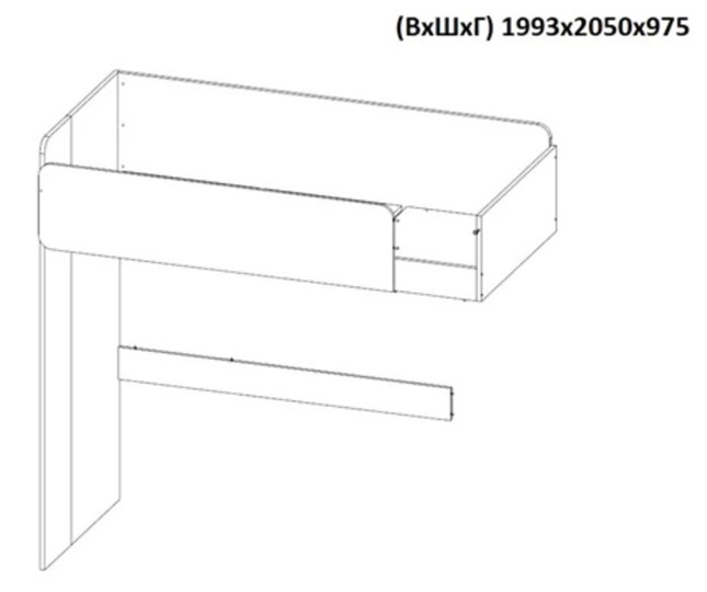 Кровать-чердак с письменным столом и шкафом POLINI Kids Simple Белый / Серый в Нальчике - изображение 8