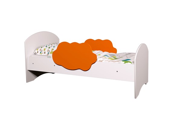 Детская кровать с бортиками Тучка, корпус Белый, фасад Оранжевый в Нальчике - изображение