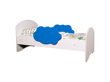 Детская кровать с бортиками Тучка, корпус Белый, фасад Синий в Нальчике