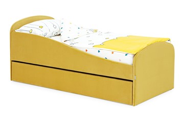 Мягкая кровать с ящиком Letmo горчичный (велюр) в Нальчике
