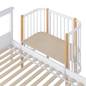 Кроватка приставная POLINI Kids Simple 105 Белый / Бук в Нальчике - предосмотр 3