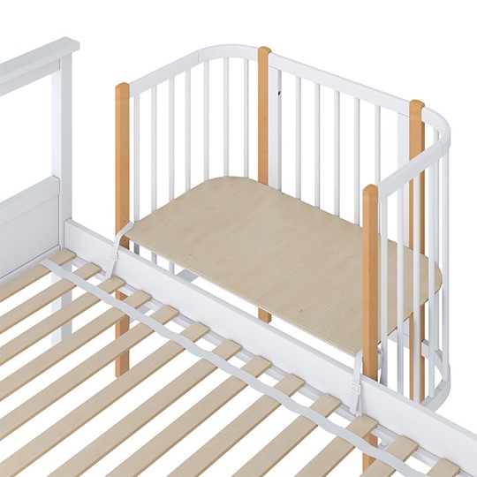 Кроватка приставная POLINI Kids Simple 105 Белый / Бук в Нальчике - изображение 3
