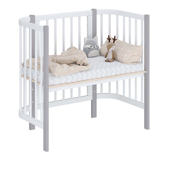 Кроватка детская приставная POLINI Kids Simple 105 Белый / Серый в Нальчике - изображение 1