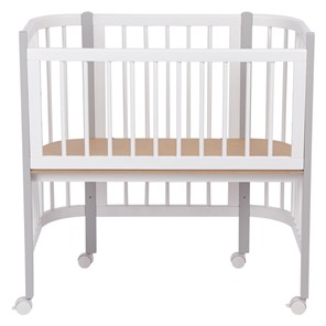 Кроватка детская приставная POLINI Kids Simple 105 Белый / Серый в Нальчике - предосмотр 3
