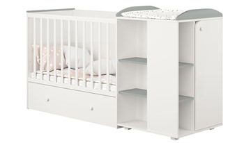 Детская кровать с комодом POLINI Kids Ameli 800 Белый / Серый, серия AMELI в Нальчике - предосмотр 1