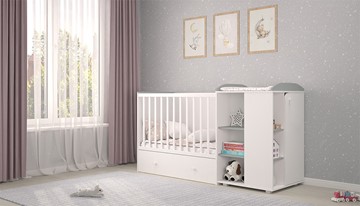 Детская кровать с комодом POLINI Kids Ameli 800 Белый / Серый, серия AMELI в Нальчике - предосмотр 2