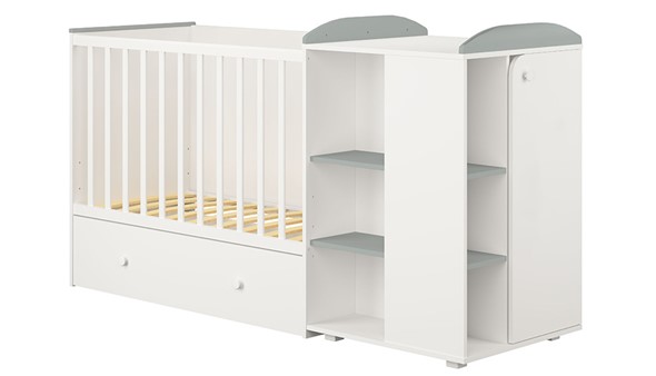 Детская кровать с комодом POLINI Kids Ameli 800 Белый / Серый, серия AMELI в Нальчике - изображение