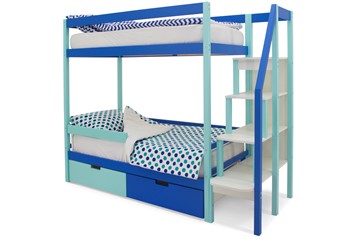 Двухэтажная кровать Svogen мятный-синий в Нальчике
