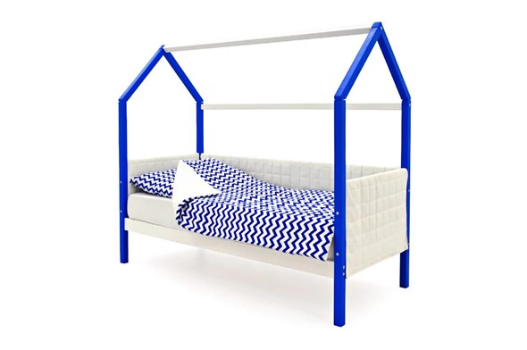 Кровать-домик детская «Svogen сине-белый» мягкая в Нальчике - изображение