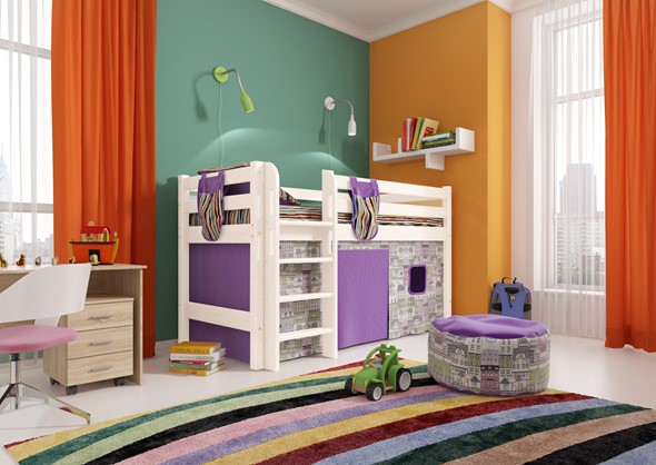 Кровать-чердак в детскую Соня, Вариант 11 Белый в Нальчике - изображение