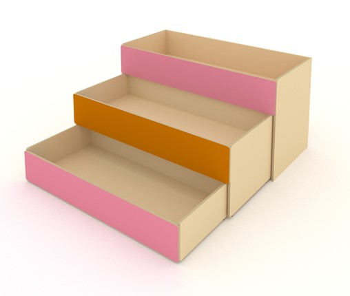 Кровать детская 3-х уровневая КД-3, Беж + Розовый + Оранжевый в Нальчике - изображение
