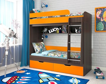 Детская 2-этажная кровать Юниор-5, каркас Бодего, фасад Оранжевый в Нальчике