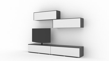 Гостиный гарнитур Куб (Cube), цвет Белый софт, Черный ясень в Нальчике - предосмотр 1
