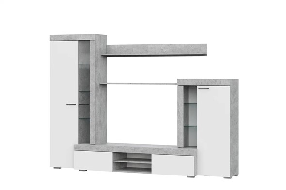 Гостиная МГС-5, цемент светлый/белый в Нальчике - изображение