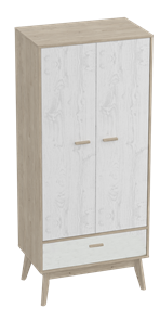 Шкаф для одежды Калгари, Дуб натуральный светлый/Белый матовый в Нальчике