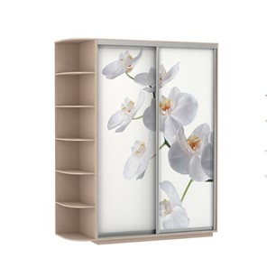 Шкаф Экспресс 1900x600x2200, со стеллажом, Орхидея белая/дуб молочный в Нальчике - предосмотр