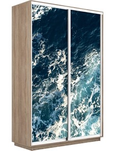 Шкаф 2-х створчатый Экспресс 1400x600x2400, Морские волны/дуб сонома в Нальчике