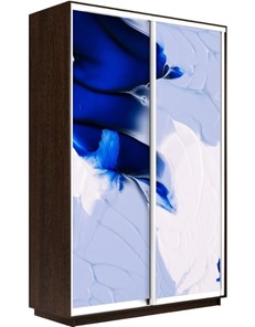 Шкаф 2-дверный Экспресс 1600x450x2200, Абстракция бело-голубая/венге в Нальчике
