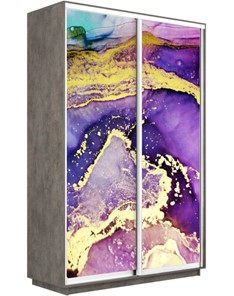 Шкаф двухдверный Экспресс 1600x600x2400, Абстракция фиолетово-золотая/бетон в Нальчике