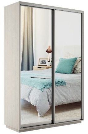 Шкаф 2-дверный Экспресс (2 зеркала) 1200x600x2200, шимо светлый в Нальчике - изображение