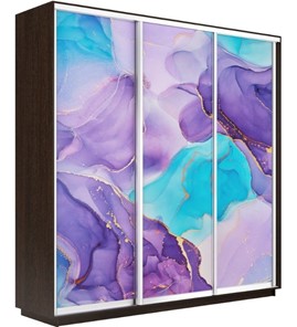 Шкаф 3-х створчатый Экспресс 2400х450х2200, Абстракция фиолетовая/венге в Нальчике