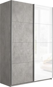 Шкаф 2-х дверный Прайм (ДСП/Белое стекло) 1400x570x2300, бетон в Нальчике